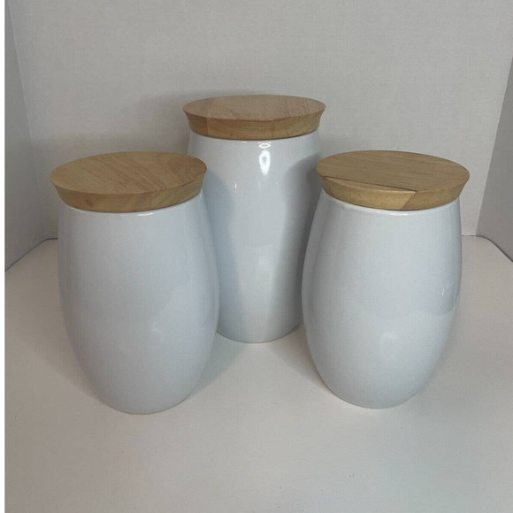 Ciroa Other - Ciroa 3 PC Modern Farmhouse Canister Set Wood Tops
